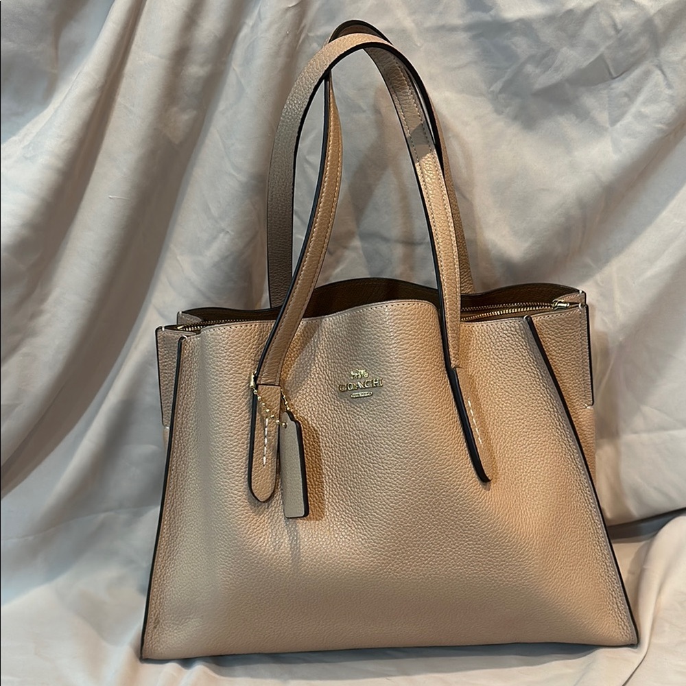 Coach Beige Leather Tote Bag